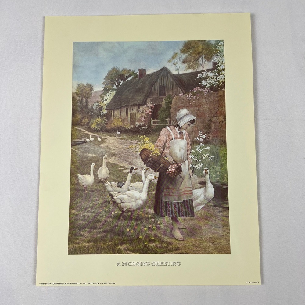 Scafa-Tornabene A Morning Greeting 1987 Lithograph 11x14 Cream Excellent Vintage